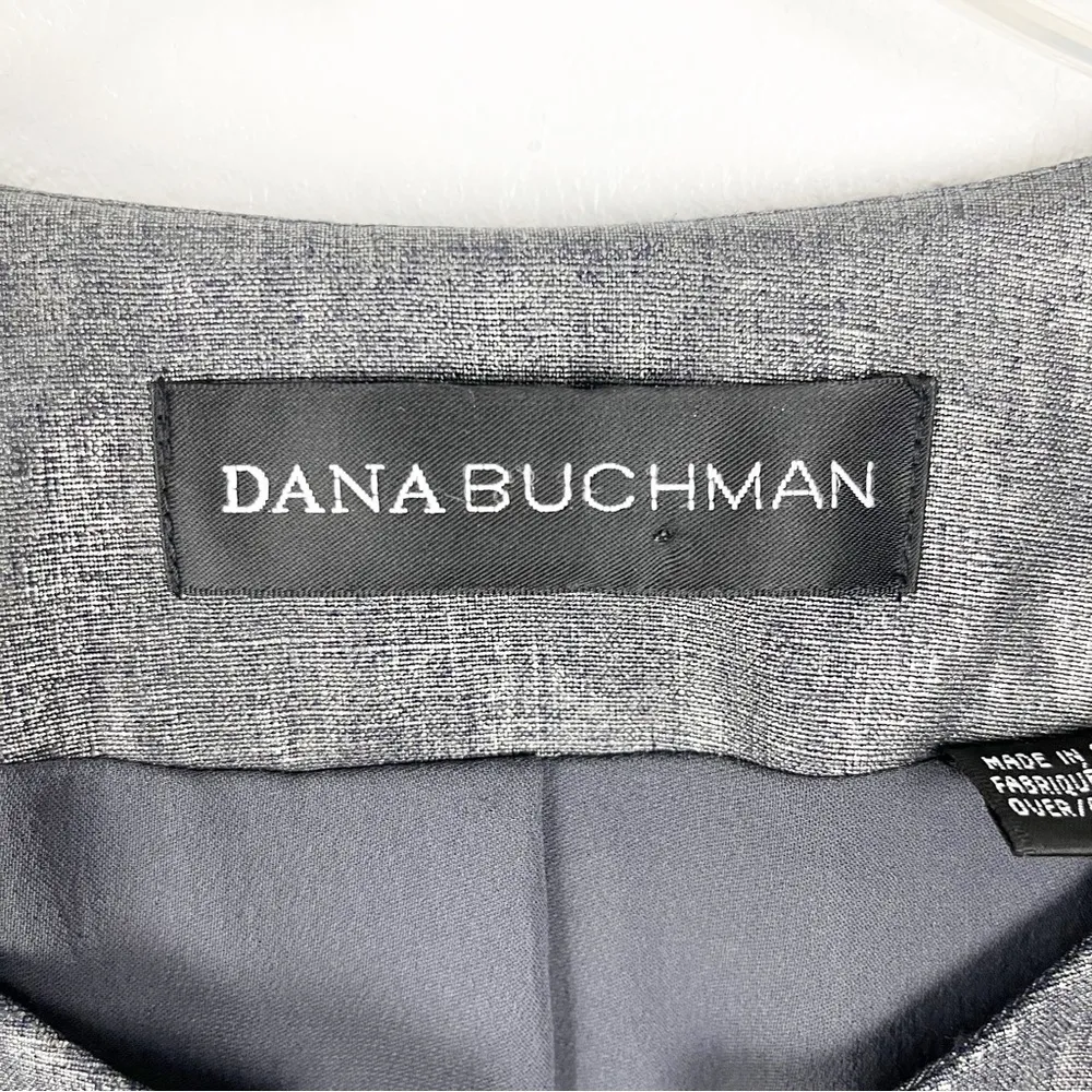 DANA BUCHMAN Metallic 100% Linen Silk Lining Belted Waist Blazer Jacket Size 14 - Image 3