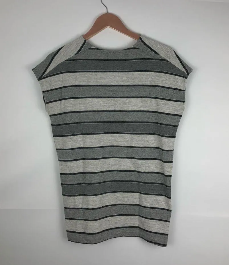 Anthropologie Lilka Gray Striped V-Neck Tunic Top - Image 4