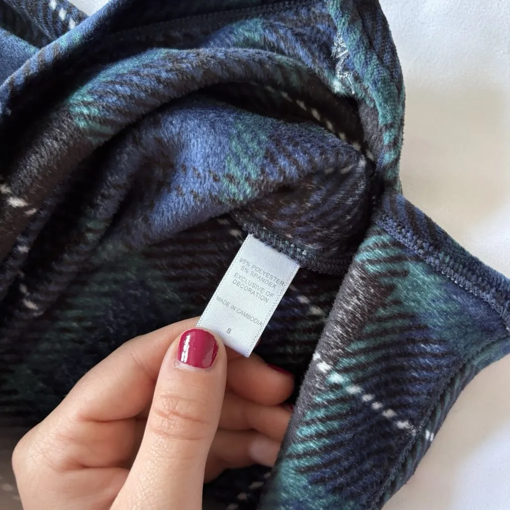 Cuddl Duds Womens Size Small 2pc Fleece Pajama Set Pj Plaid Green Blue Soft - Image 4