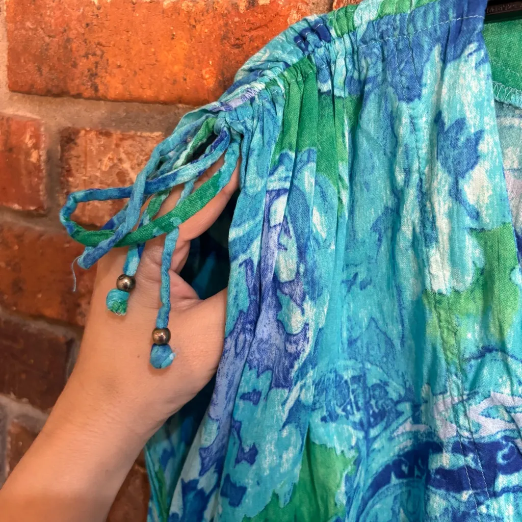 Lauren Ralph Lauren womens floral summer beach vacation cover up dress blue M Size M - Image 4