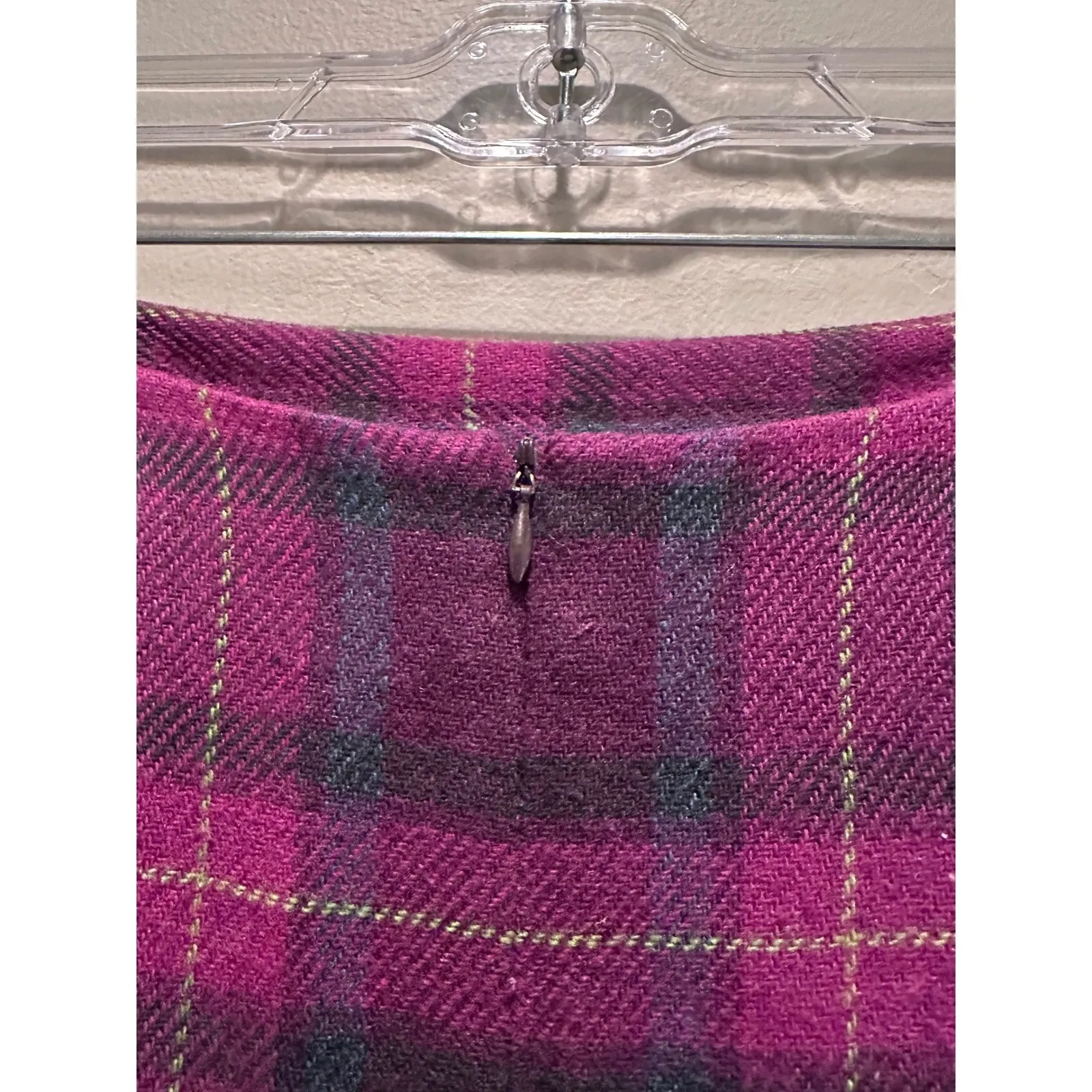 Vintage Worthington Purple Plaid Midi Skirt Fringe Wool Size 8 Western Cowgirl - Image 6