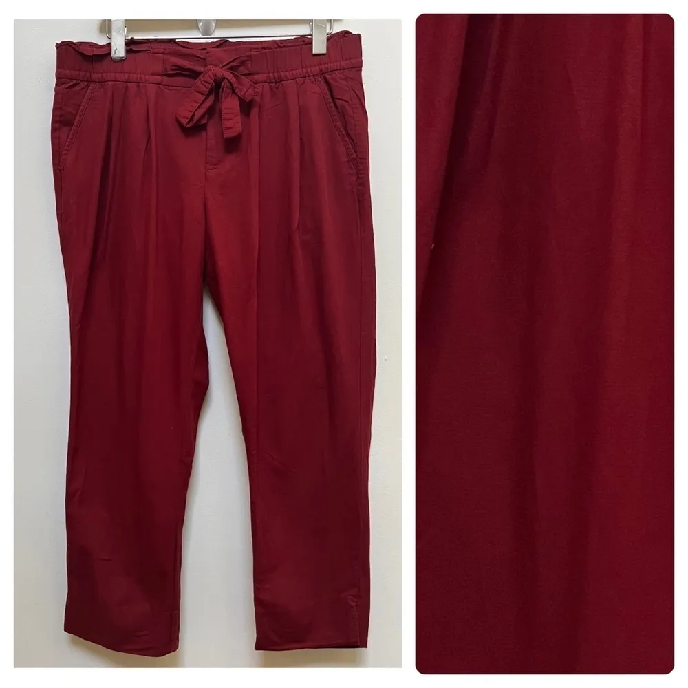 Gap Factory Non Functional Tie Paperbag Elastic Waist Lightweight Pant Size 10R Red - Image 10