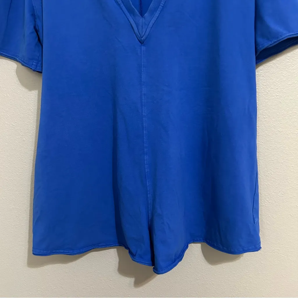 Free People Hot Shot Tee Blue Oversized Romper women’s size large - Image 10