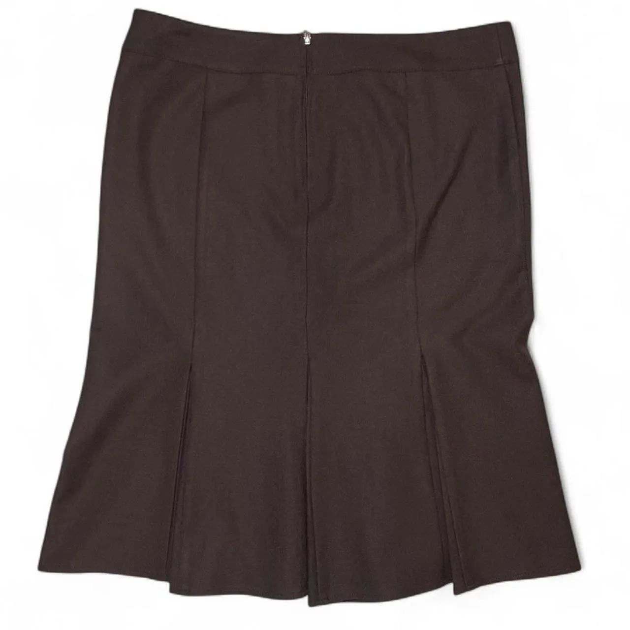 United Colors of Benetton Brown Pleated A-line Knee-length Skirt Stretch Size 10 - Image 2