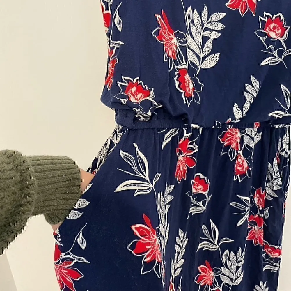 NEW NWT APT. 9 Navy Red White Floral Sleeveless Tank Dress PETITE Medium / PM MP - Image 6