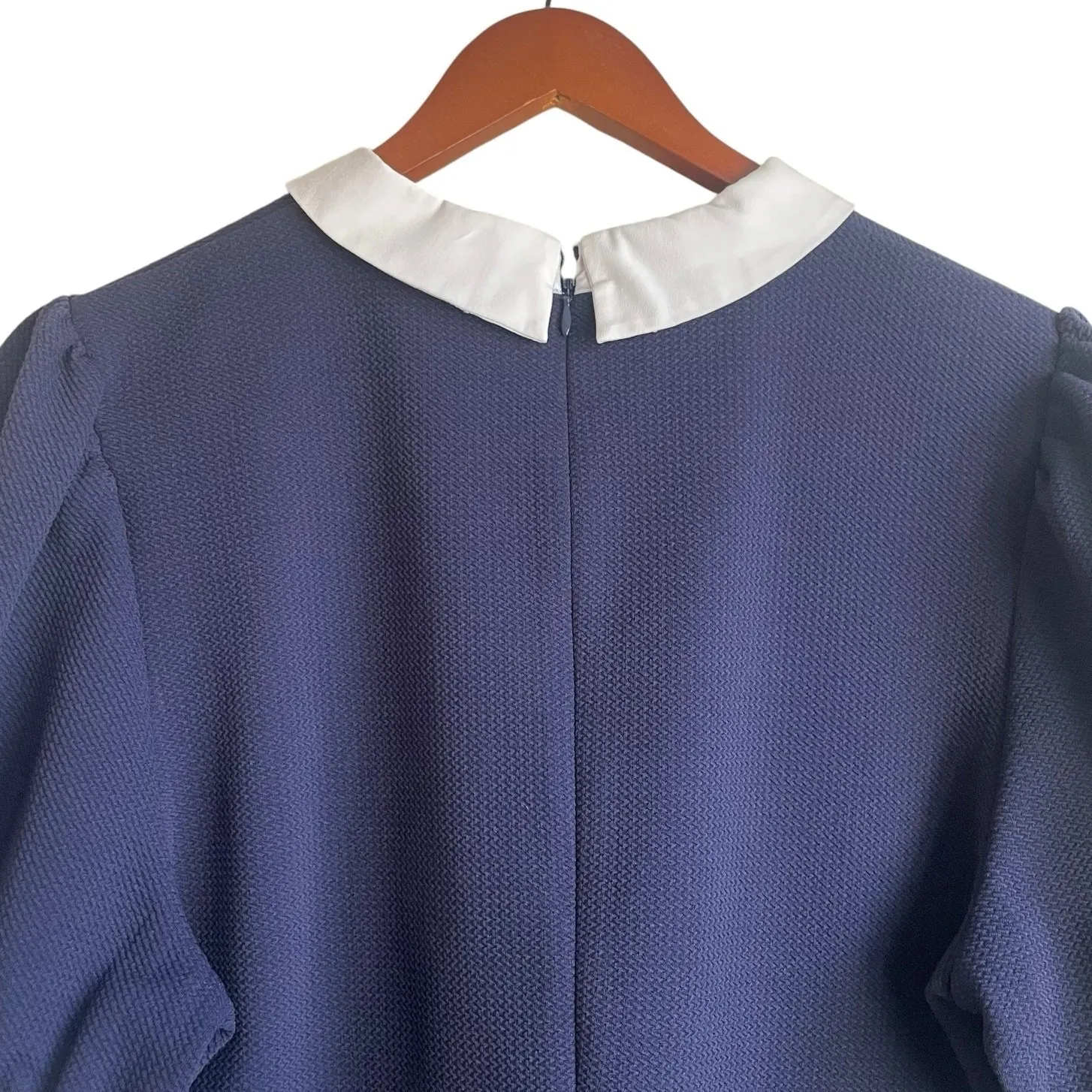 Riley & Rae Sheath Women Dress XL Textured Peterpan Collar‎ Preppy Academia Twee Blue - Image 7