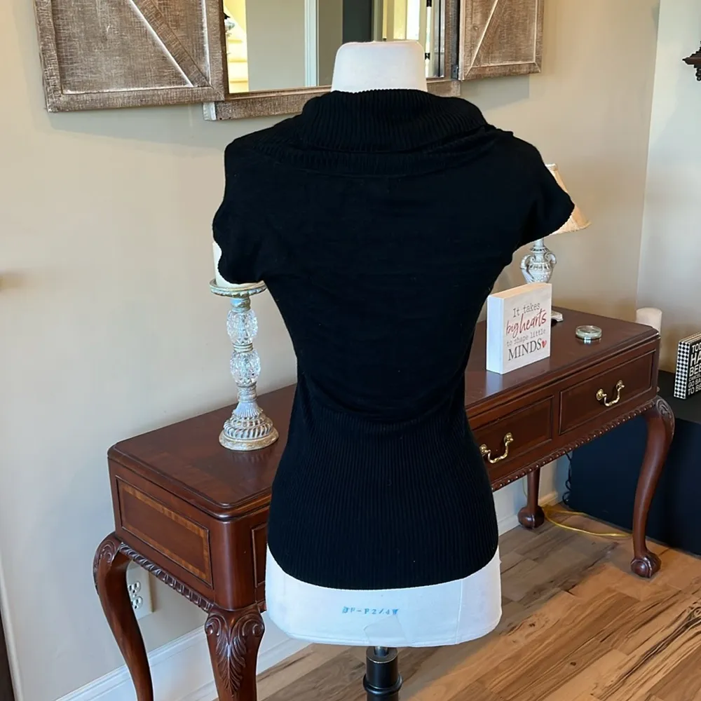 Black Cowl Drape Neck Comfy Sweater - Image 7