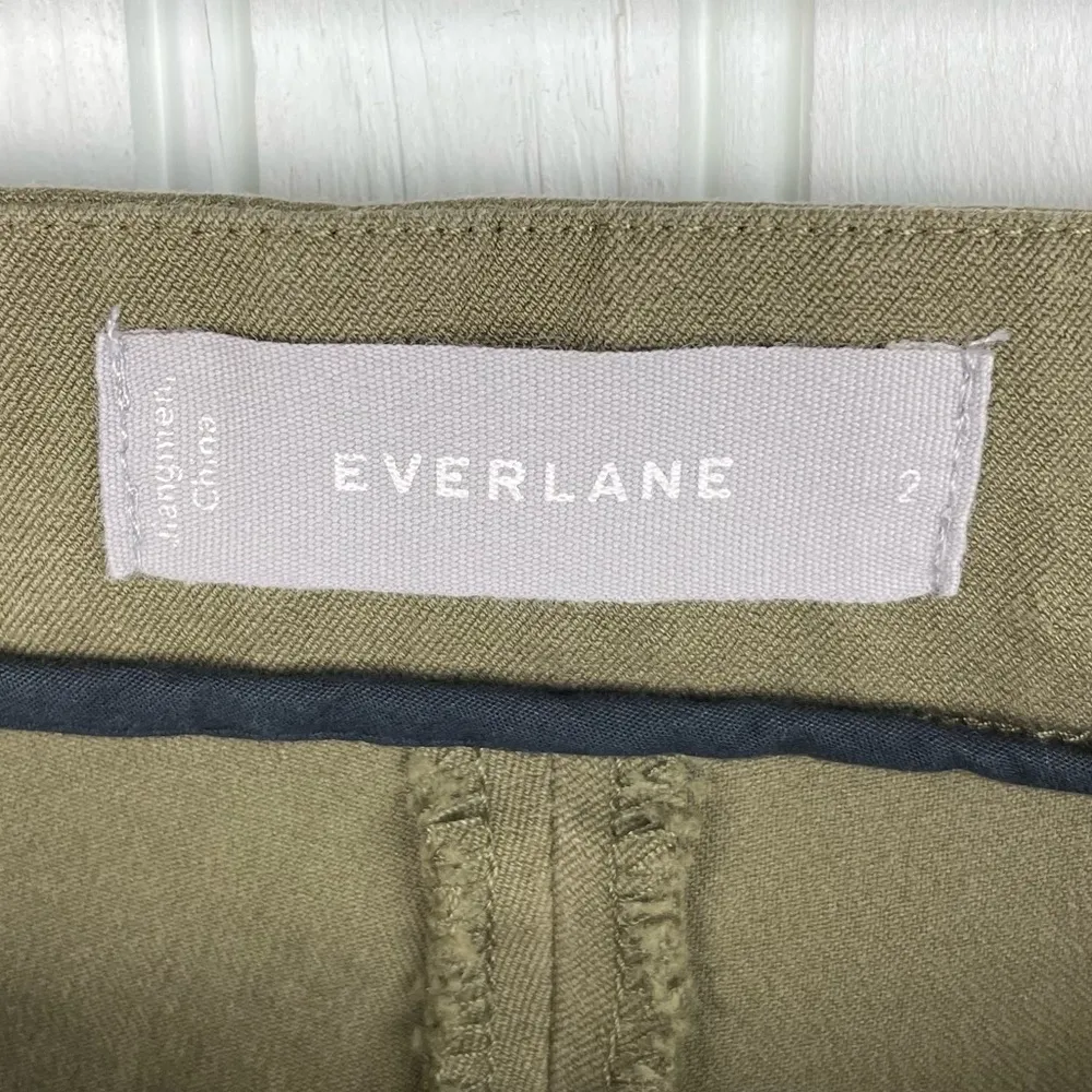 Everlane The Fixed-Waist Stretch Cotton Pant Military Olive Green Women's Size 2 - Image 5