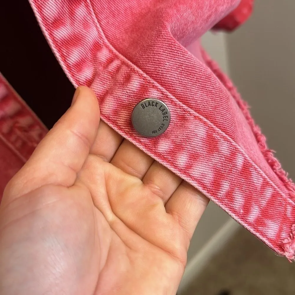 Black Label Pink Acid Wash Spring Light Denim Jacket - Image 8