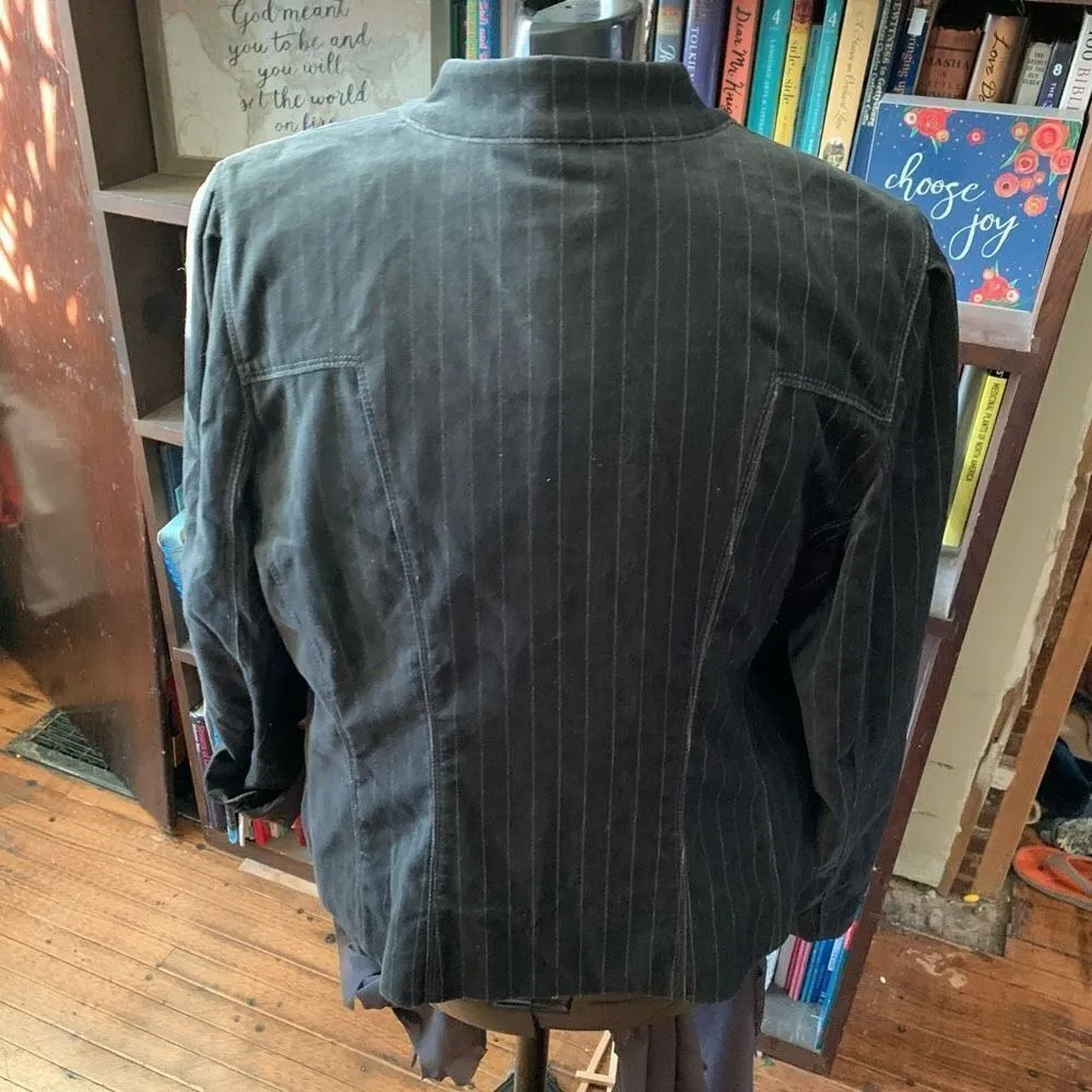 Loft gray striped velvet lined business casual 14 blazer - Image 2