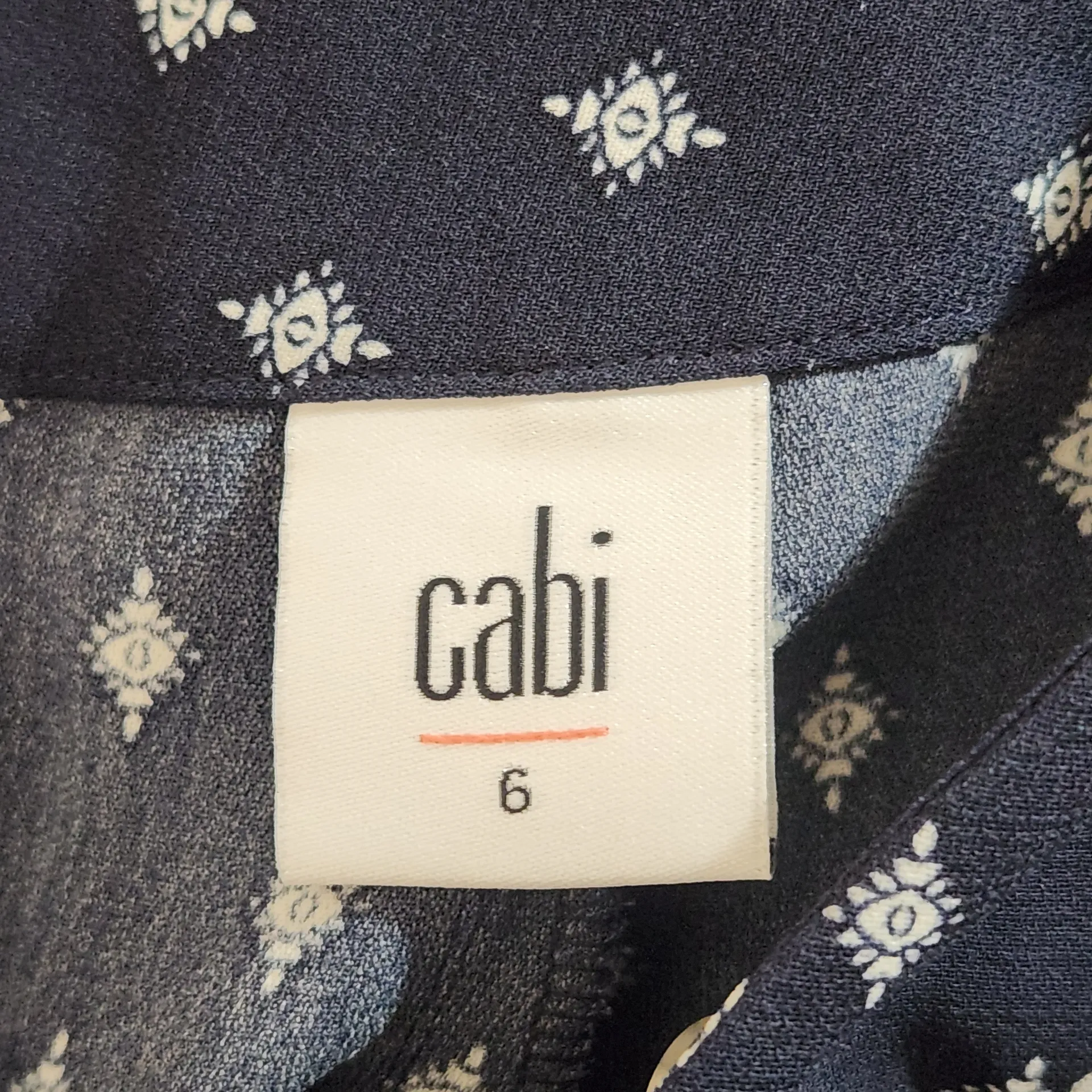 Cabi Navy Print Wide Leg Pants with Paisley Detail Size 6 - Image 11