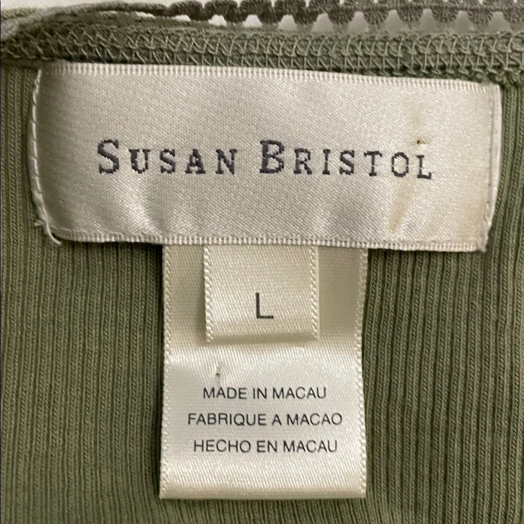 Susan Bristol Moss Green Rib Knit Tank Top Womens Size Large NEW - Image 2