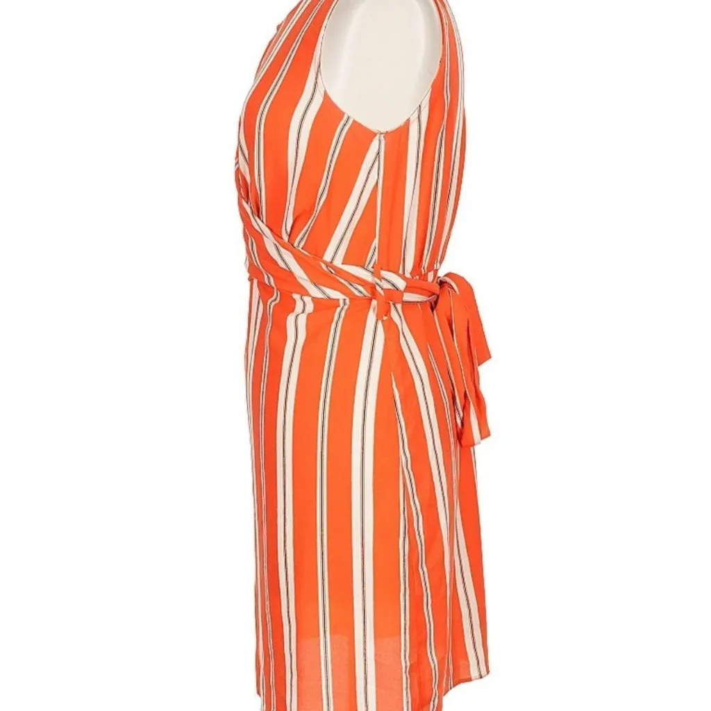 Miss Selfridge sleeveless orange white vertical striped midi dress size 6 Medium - Image 4