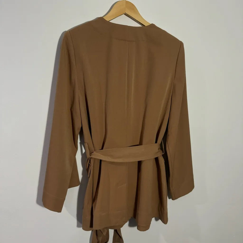 NWT Lane Bryant Perfect Drape Belted Jacket In Tan Size 14‎ - Image 4