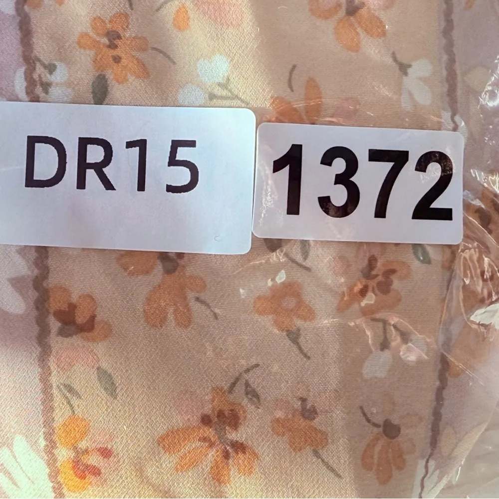 Paper Crane Yellow and Cream Tiered Ruffled Midi Dress women size S - Image 5