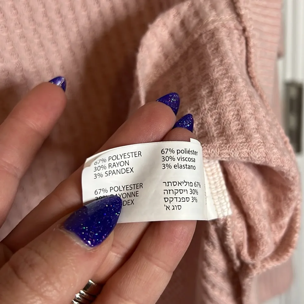 NWOT DEX Soft Waffled Crew Neck Pink Size L - Image 4