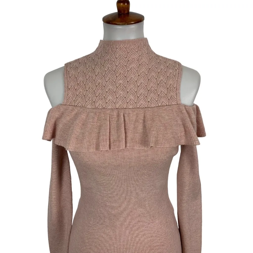 White House Black Market Womens Sweater XS Pink Cold Shoulder Feminine - Image 2