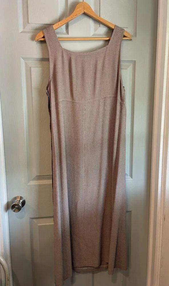 Teddi Women's Petite M Vintage 90s Houndstooth Jumper Square Neck Sheath Dress Tan Size undefined - Image 6