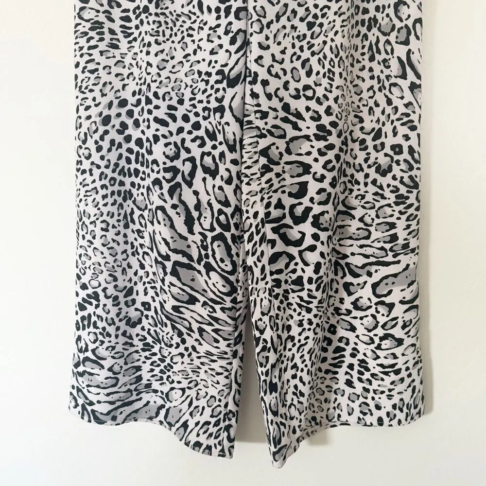 CACHE Black White Animal Print Palazzo Wide Leg Pants Sz 14 - Image 6