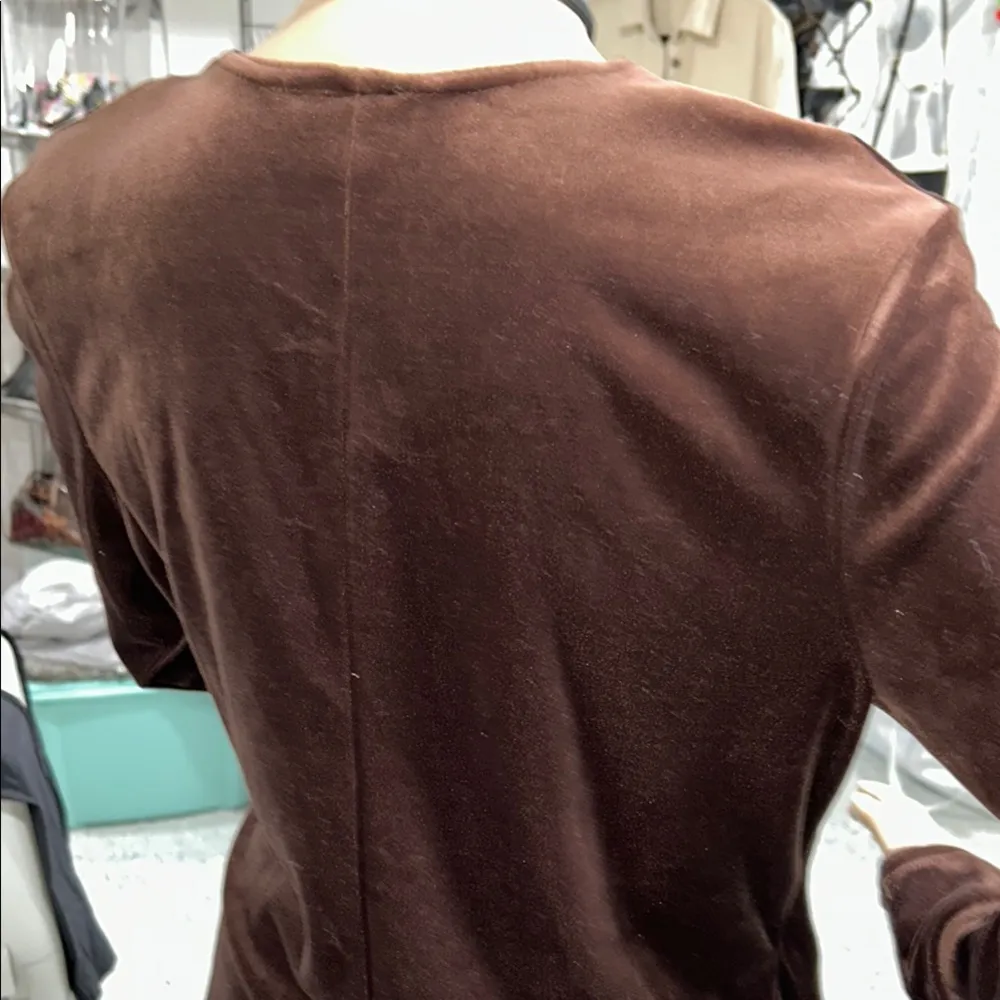 Herman Geist Brown Velvety Wrap Top - Image 4