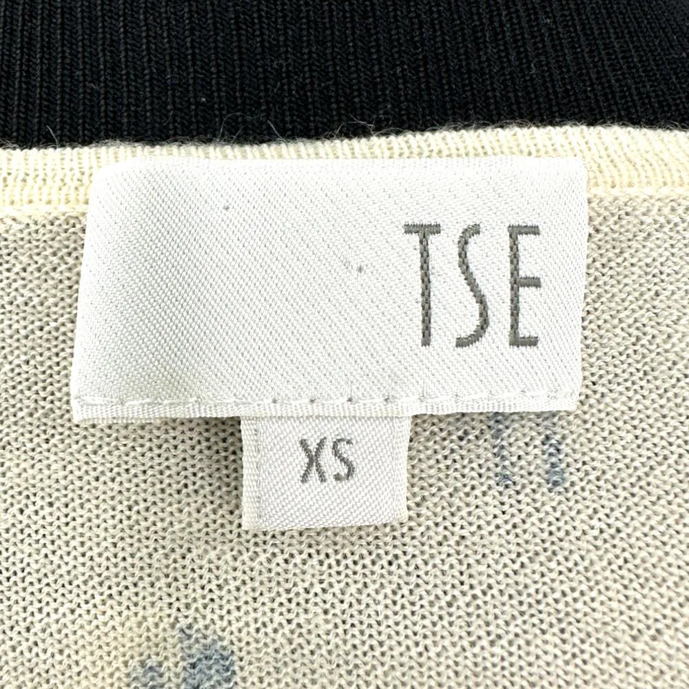 TSE | XS | 100% Cashmere Abstract Round Neck Long Sleeve Fitted Pullover Sweater - Image 2