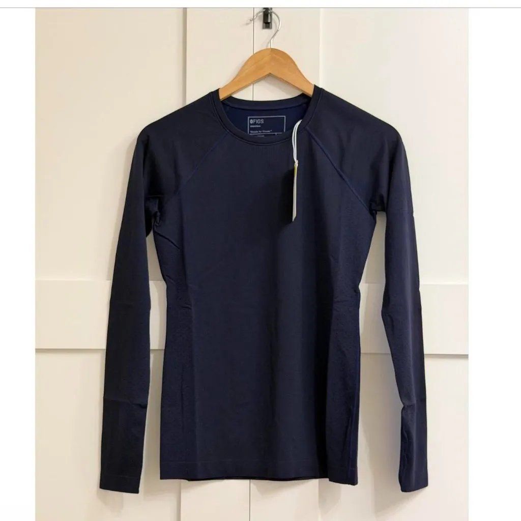 Figs Salta Seamless Longsleeve Underscrub in Navy, Size Small - Image 5