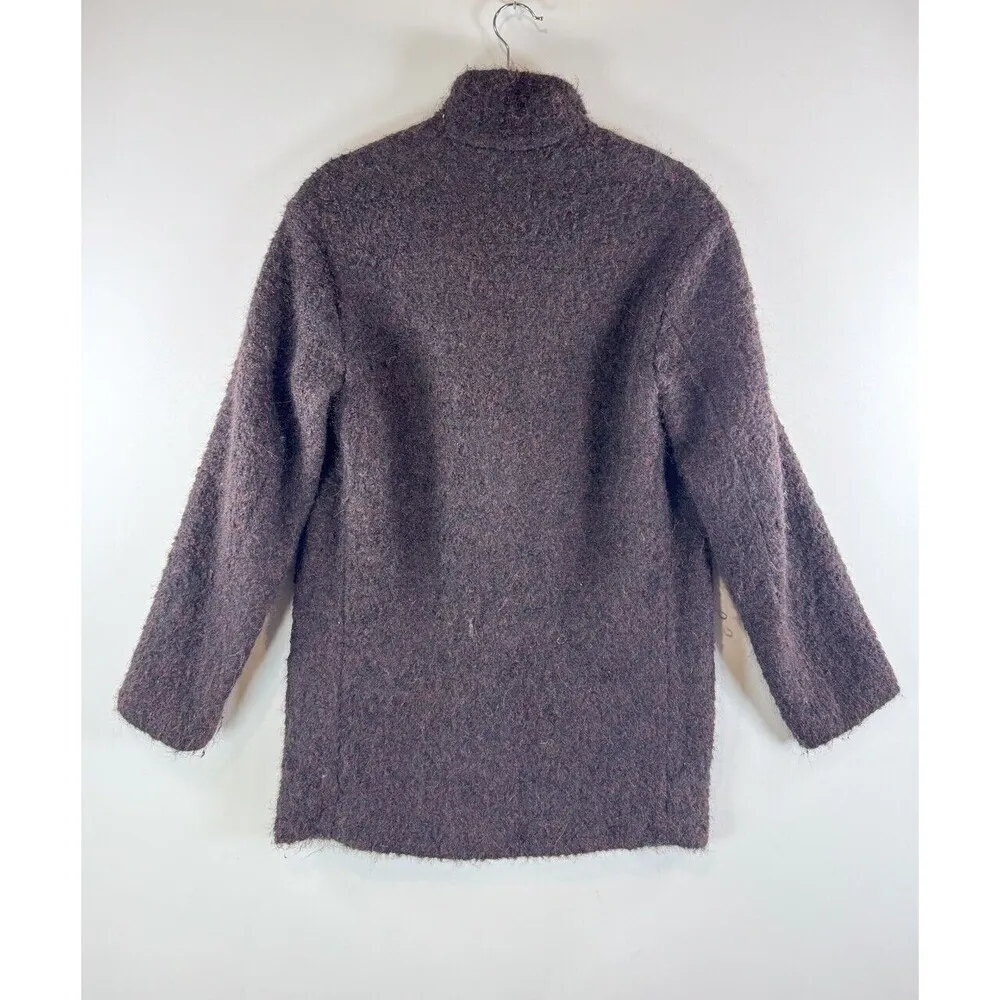 IRO Womens Blazer Burgundy Rafa One Button Oversized Alpaca Wool Jacket 36 Small - Image 3