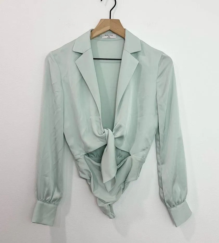 Aritzia Babaton Ace Bodysuit Aqua Essence long-sleeve size XXS - Image 2