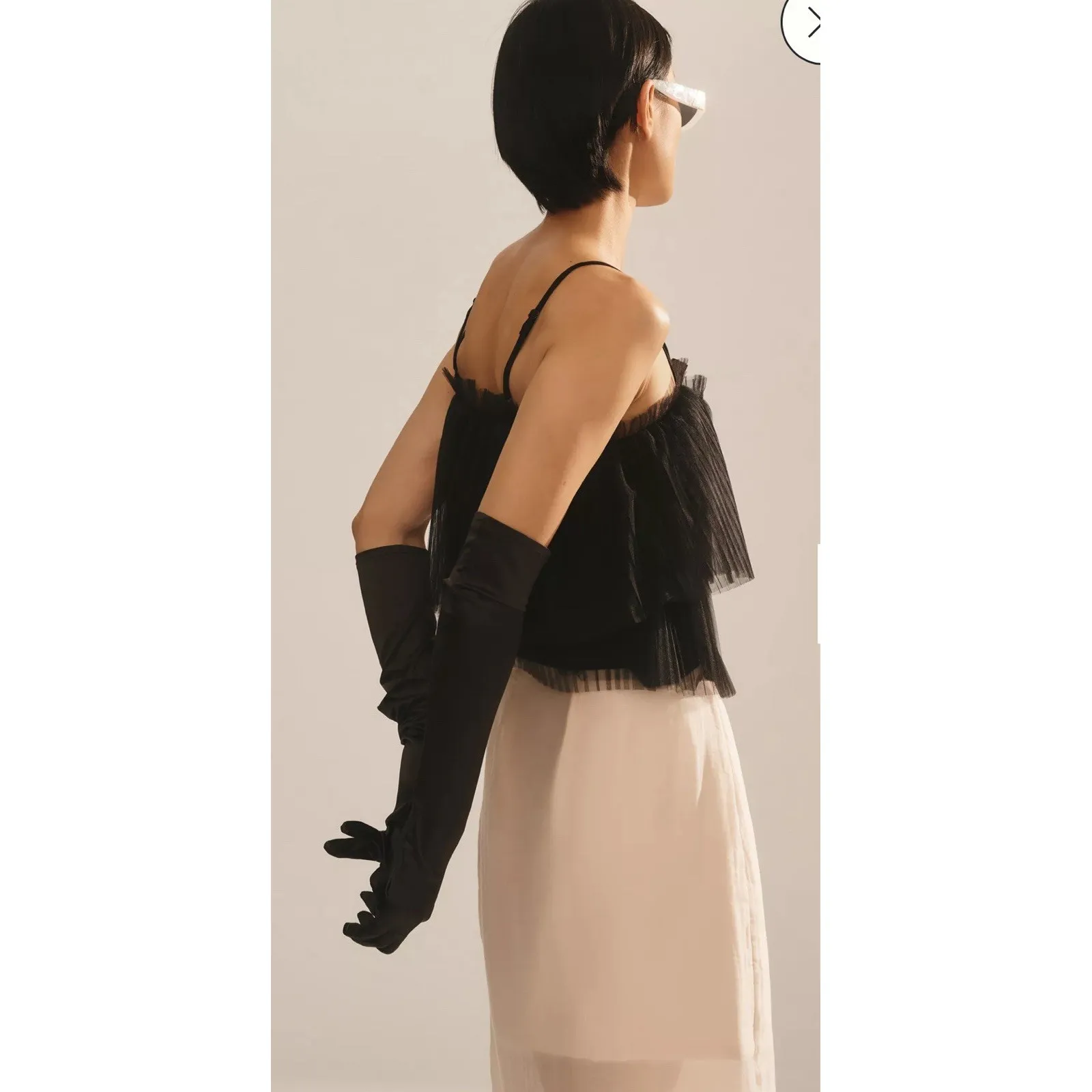 By‎ Anthropologie Pleated Tulle Tank Black Size XL - Image 2