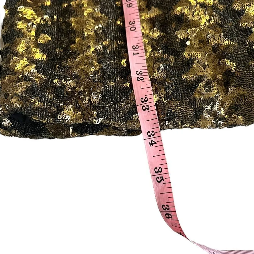 Hunter Bell Gold Black Sequin Sheath Mini Dress V-Neck Short Sleeve 8 - Image 8