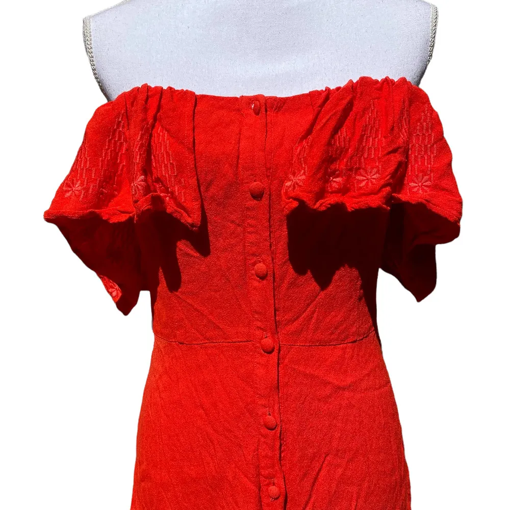 Sugarlips Mini Dress Off The Shoulder Red Embroidered Women's Size Large - Image 5