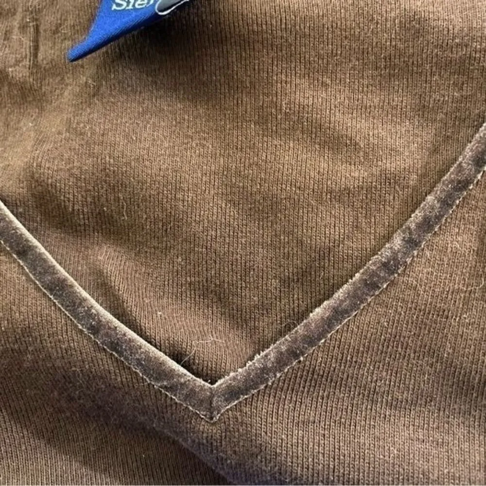 Vintage 90s Y2K High Sierra 3/4 Sleeve V-Neck Top Brown M - Image 5