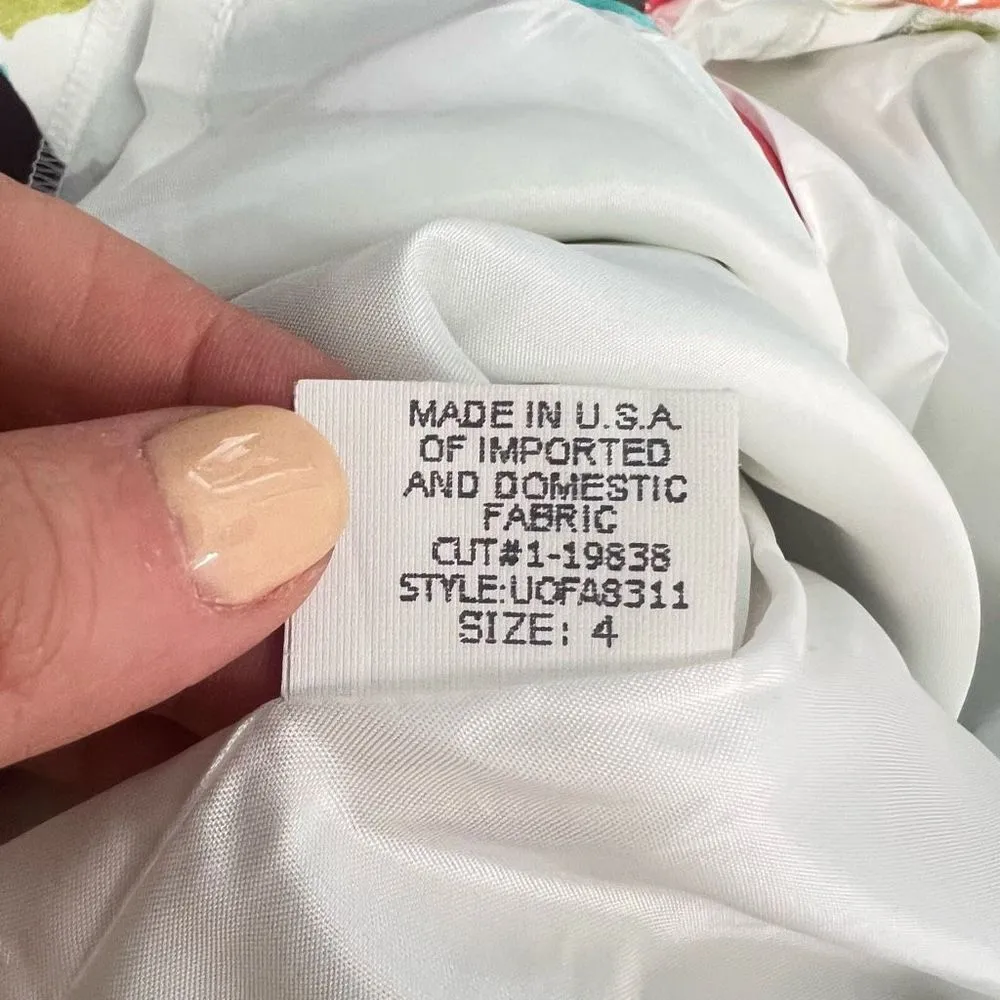 David Meister sleeveless white multicolored brushstroke cotton sheath dress size - Image 9