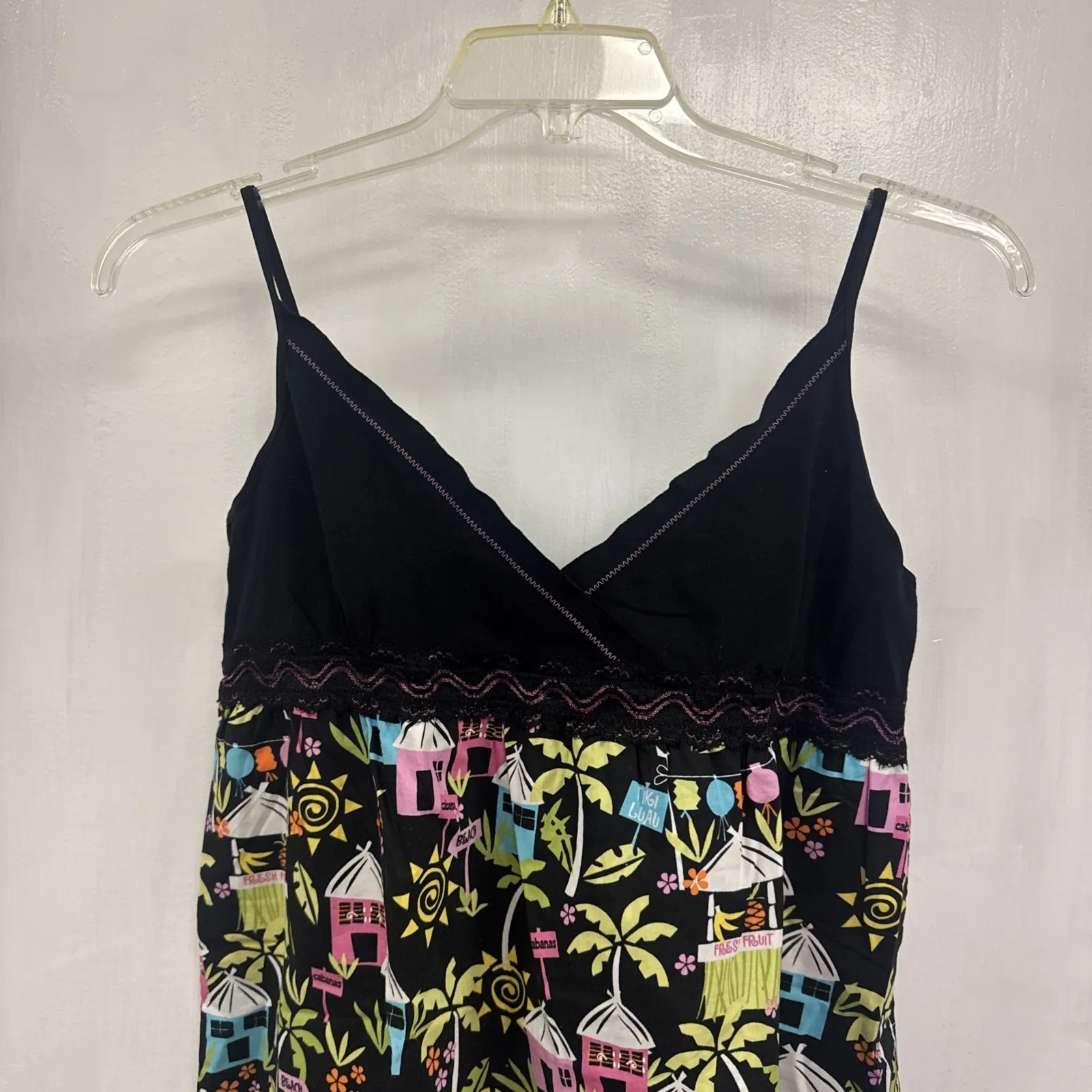 HUE Sleeveless‎ Summer Dress Tiki Luau Hawaiian Nightshirt Print Size Large EUC - Image 4