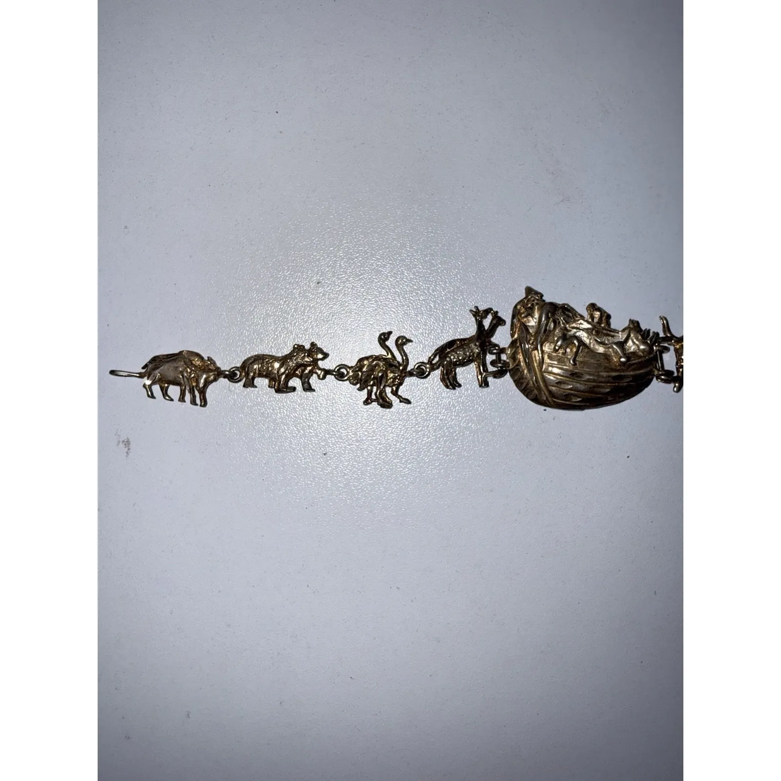 Vintage Sterling Silver .925 Biblical Noahs Ark Bracelet 7.5" 14g - Image 7