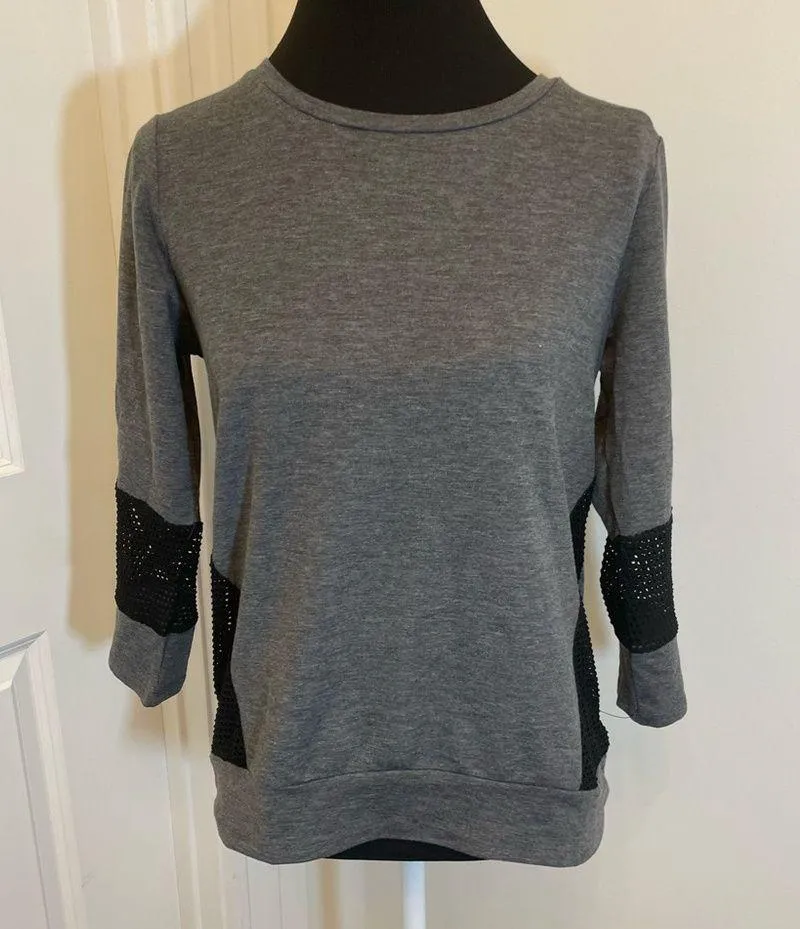 RBX Streetwear Inspired Cross Back Mesh Insert Sweatshirt NWOT Gray Size M - Image 3