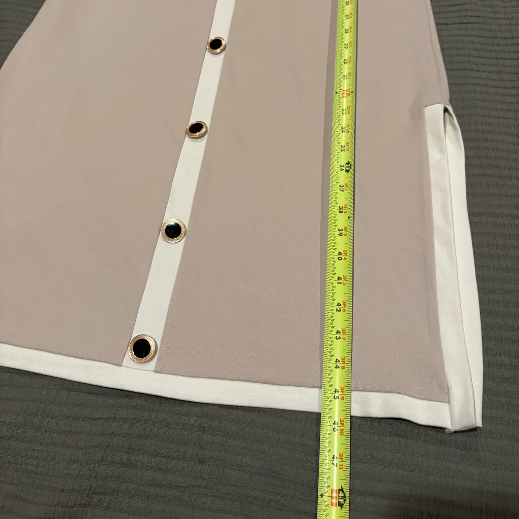 Nicole Miller midi dress Taupe/blush pink women’s L NWT - Image 9