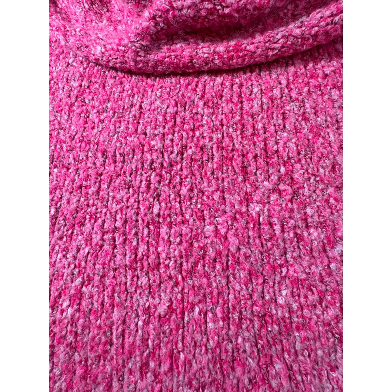 Free People BFF Cowl Neck Sweater Pink marled Chunky knit oversized boho XS - Image 11