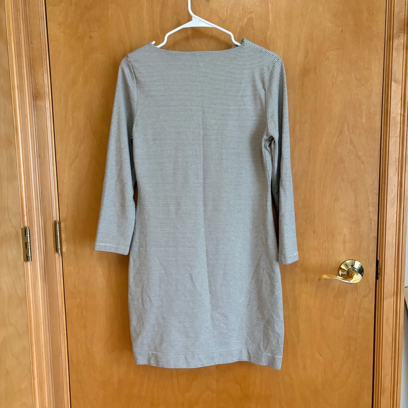 KATE‎ SPADE SATURDAY Striped Knit Dress M Long Sleeve Asymmetrical Neckline Gray Size M - Image 5