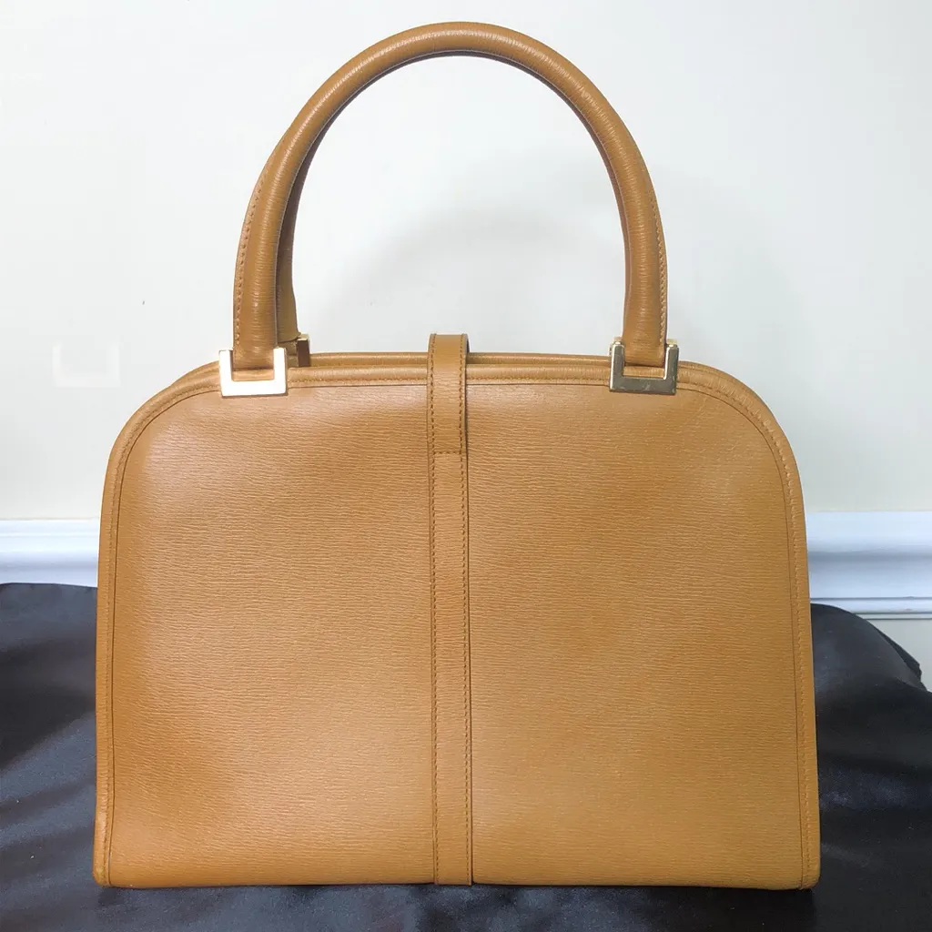 GUCCI Tan Leather Jackie Push Lock Dual Zipper Rolled Handle Bag MINT CONDITION - Image 4