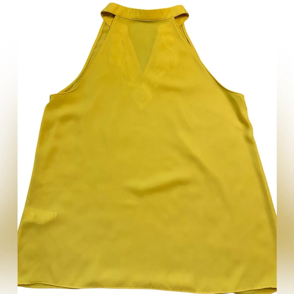 Banana Republic Yellow and White Embroidered Sleeveless Halter Neck Blouse - Image 3
