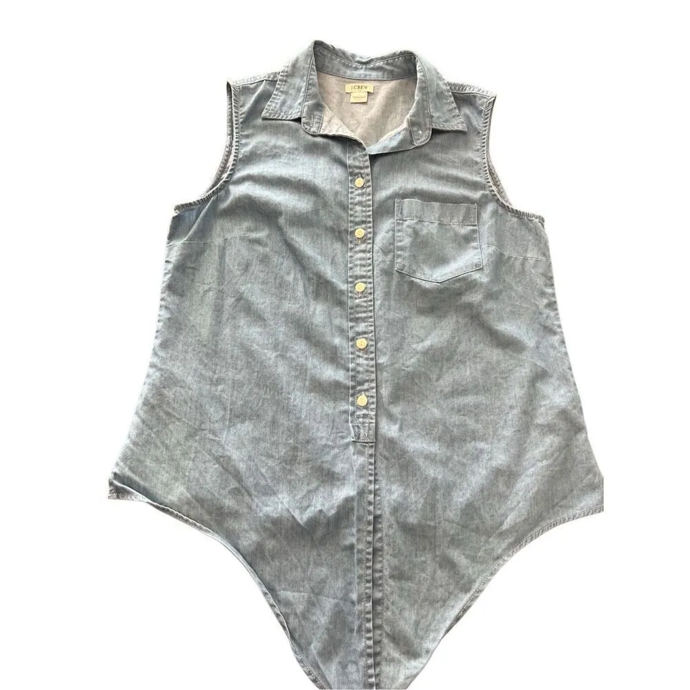 J. Crew denim Sleeveless Blouse size S Blue - Image 5