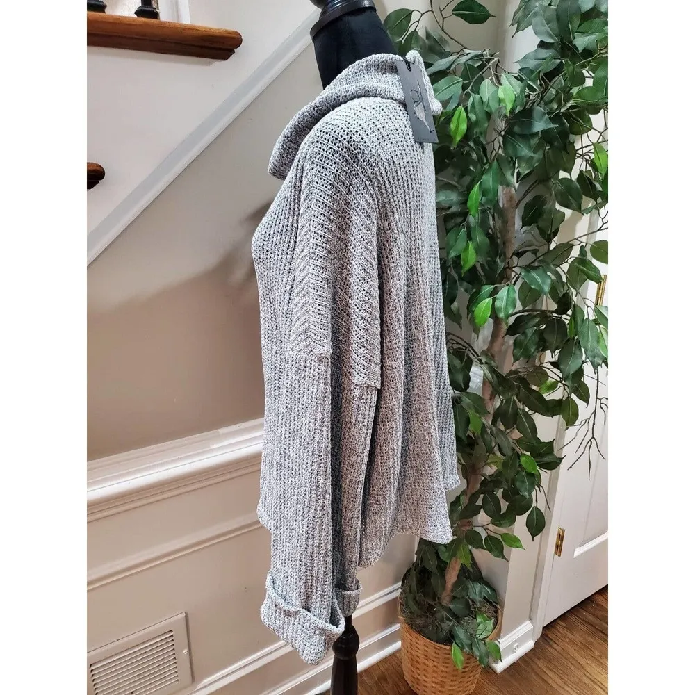 Gibson Look Women's Gray Polyester Long Sleeve Cowl Neck Pullover Knit Sweater L Size L - Image 6