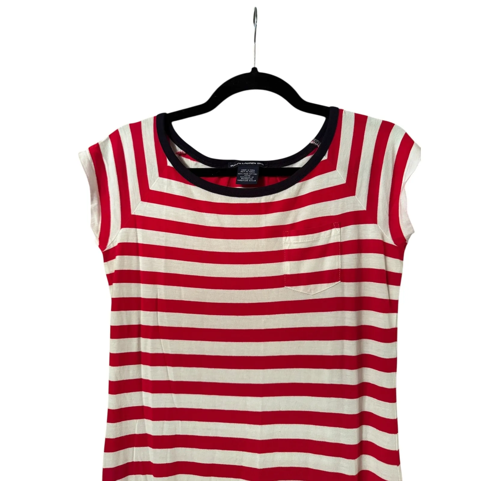 RALPH LAUREN SPORT Red White Striped Maxi Dress Made in Peru 100% Pima Cotton - Image 6