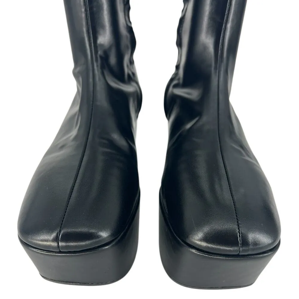 Prada Black Stretch Napa Over-the Knee Platform Boots - Image 7