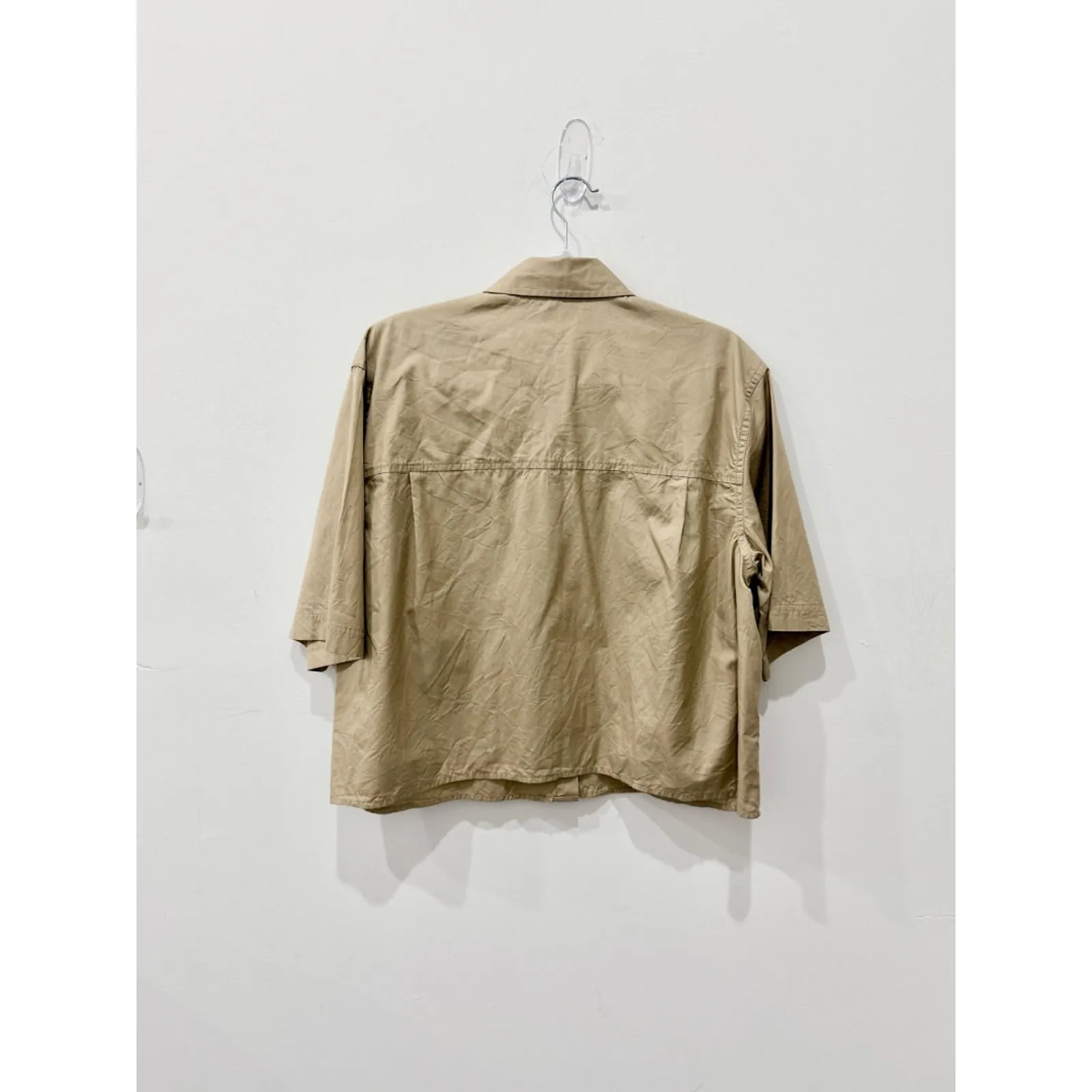 Vince Cotton Poplin Boxy Cropped Button Up Shirt Champagne Women's Size Large - Image 3