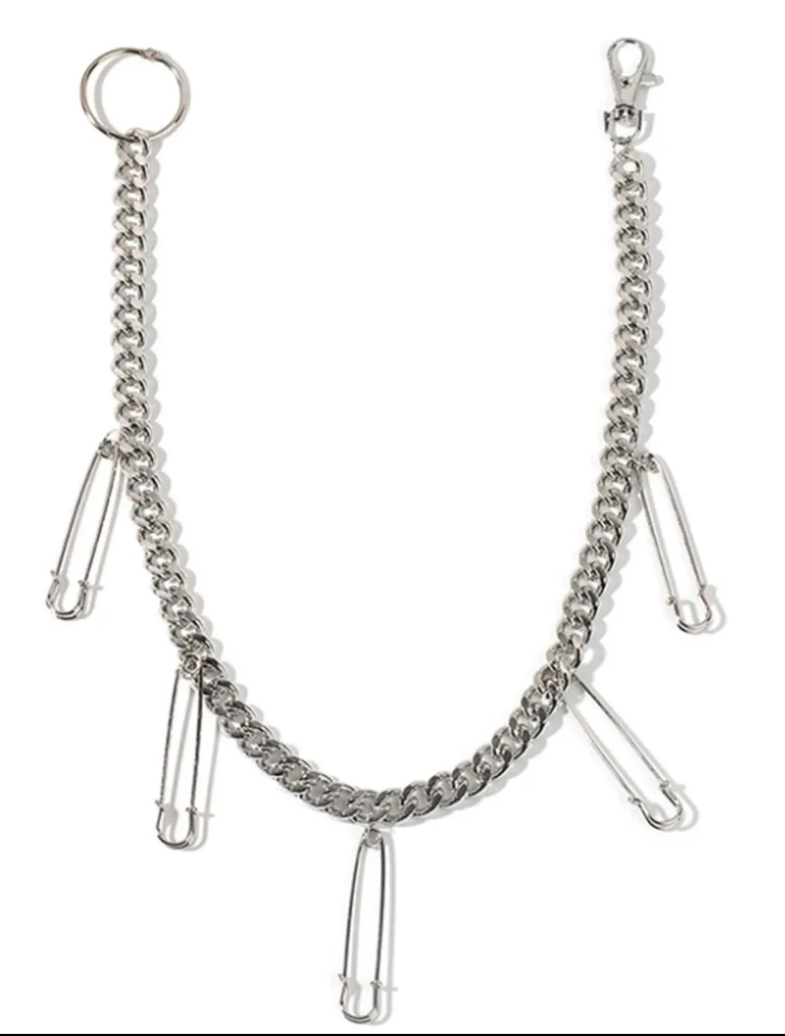 Safety Pin Charm Waist Chain Belt Silver - Image 4