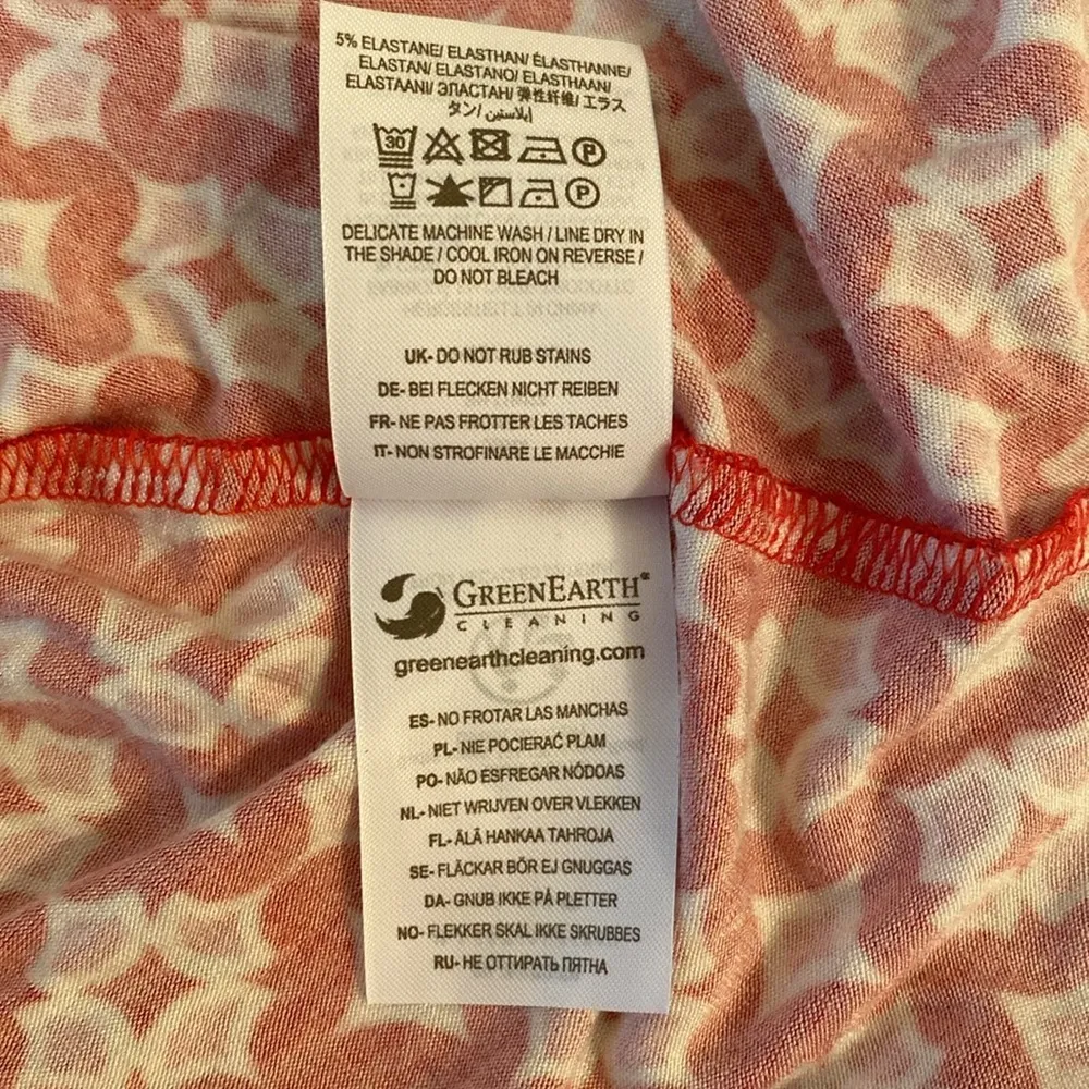 Boden Edie Jersey Swing Skirt w Pockets Red Pink Geometric Size 8 LONG - Image 6