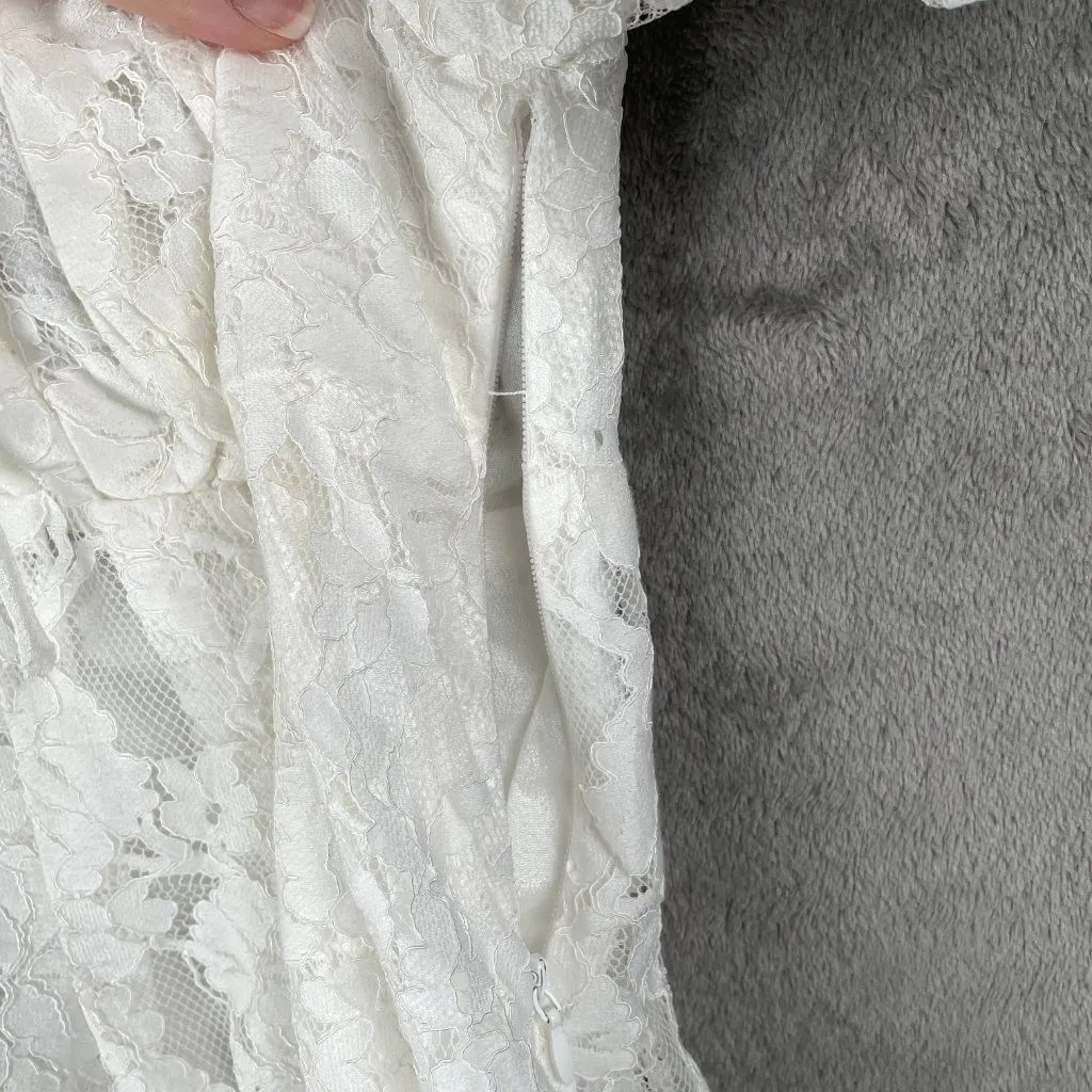 ASTR The Label Women’s S White Lace Puff Sleeve Mini Dress Coquette Cottagecore - Image 7