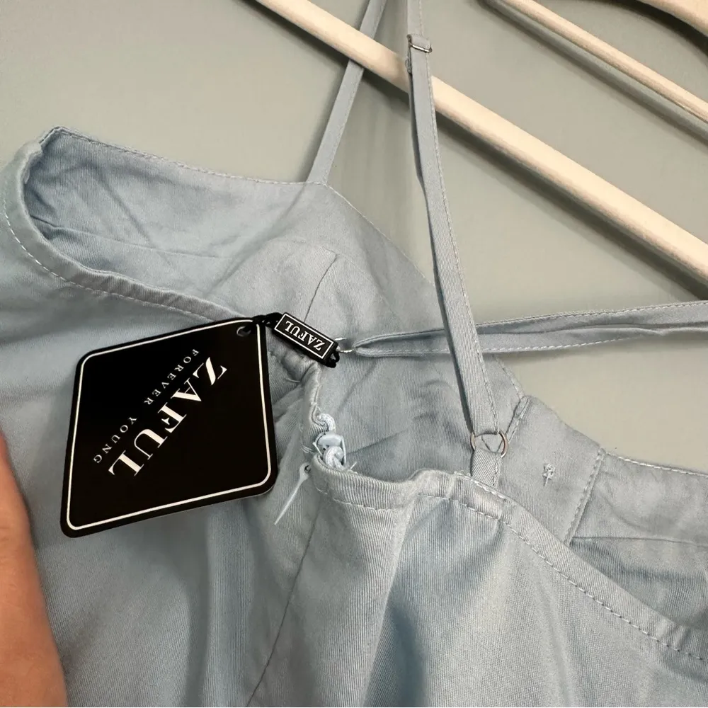 NWT Zaful Button Crisscross Cami Dress Baby Blue Small 4 - Image 11